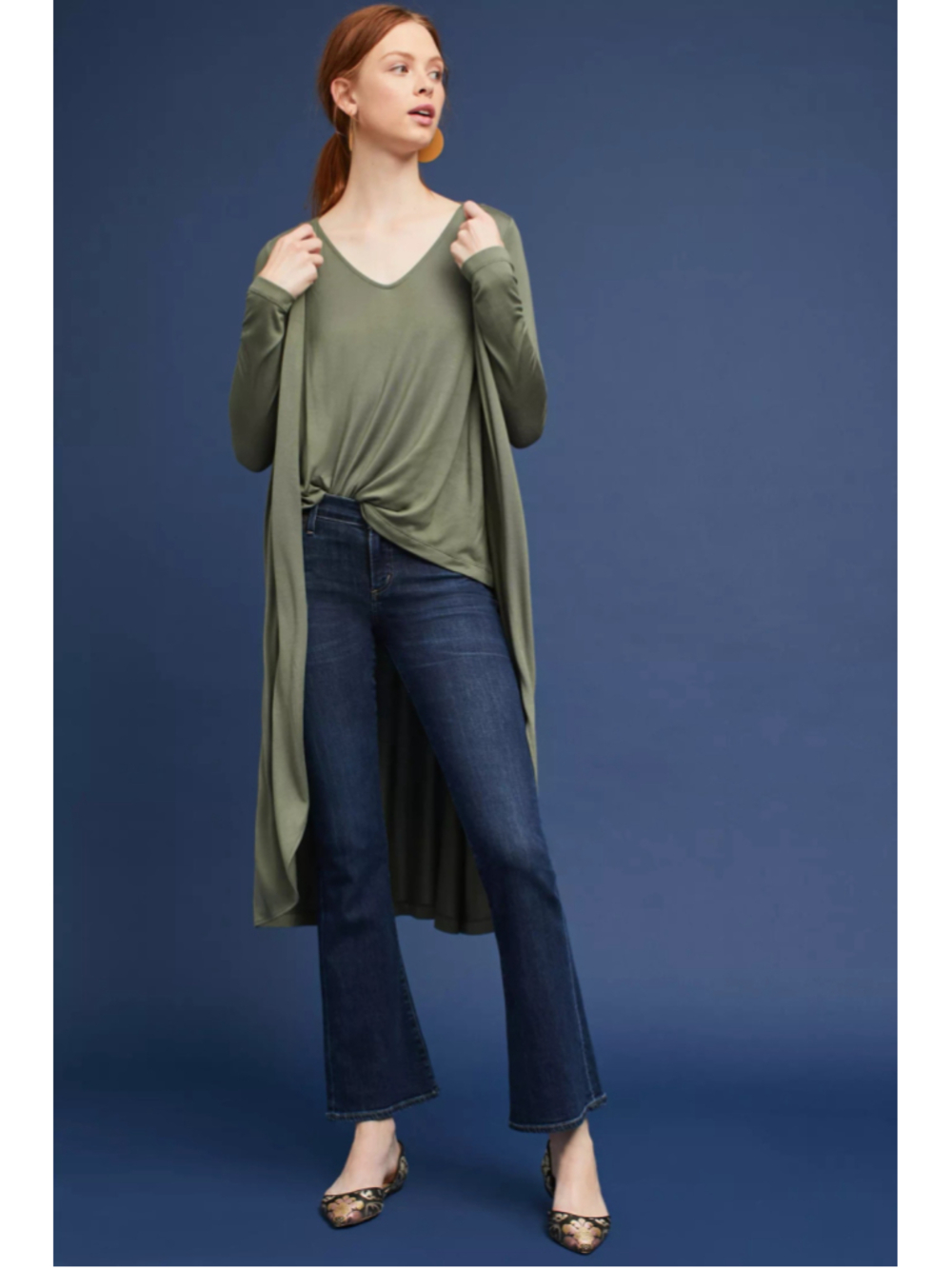 Akemi + Kin Aliah Layered Top & Cardigan Long Sleeve V Neck High-Low Hem Small
